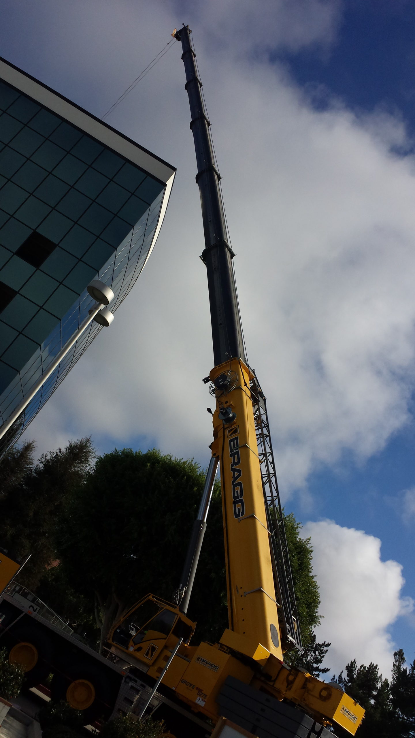 Commercial Roofing Crane with Materials